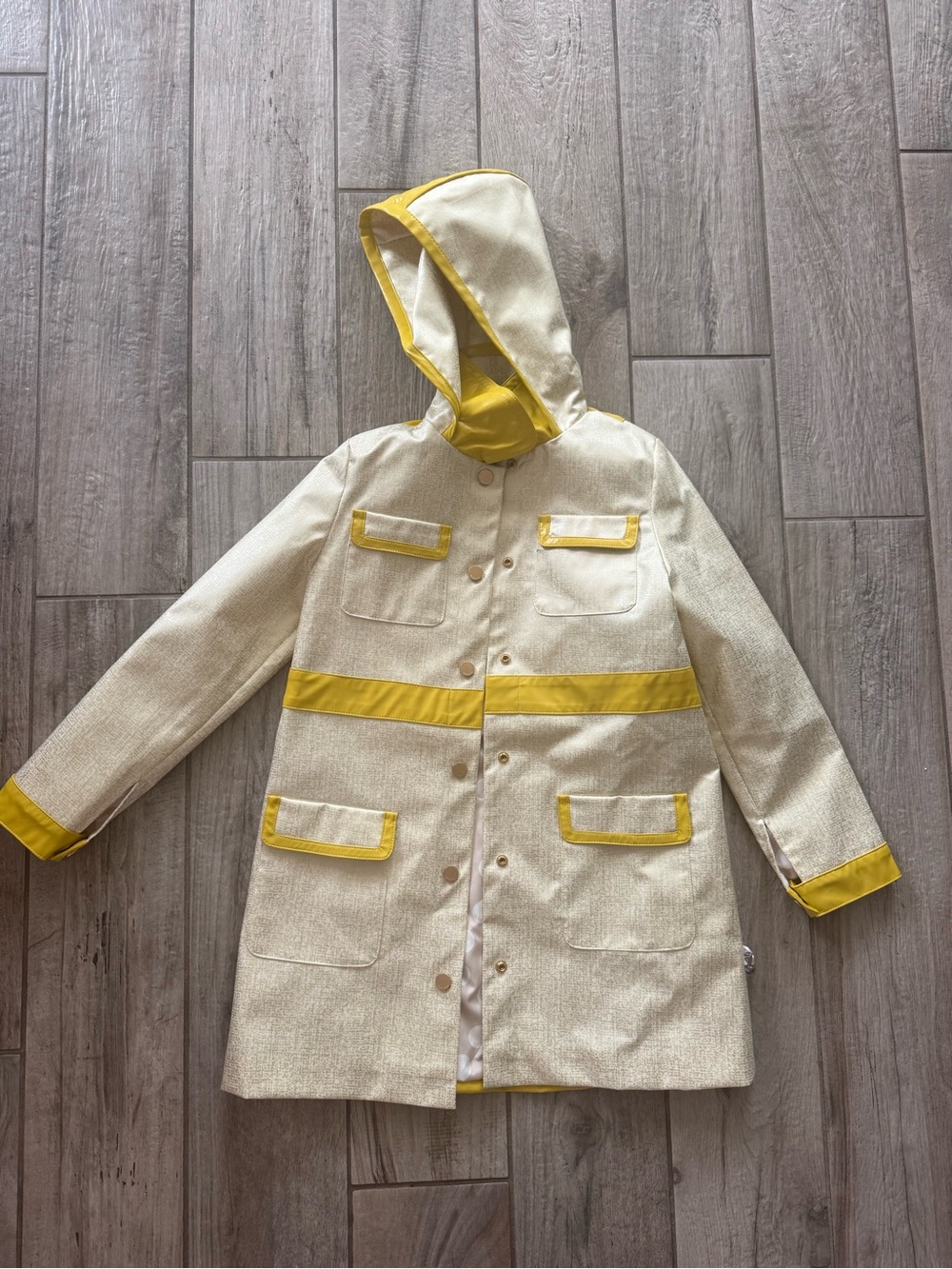 Kids Yellow-Trim Hooded Raincoat